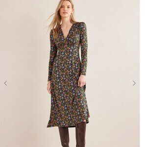 Boden Jersey Midi Tea Dress Chatsworth Green Lotus Petal 4 NWT